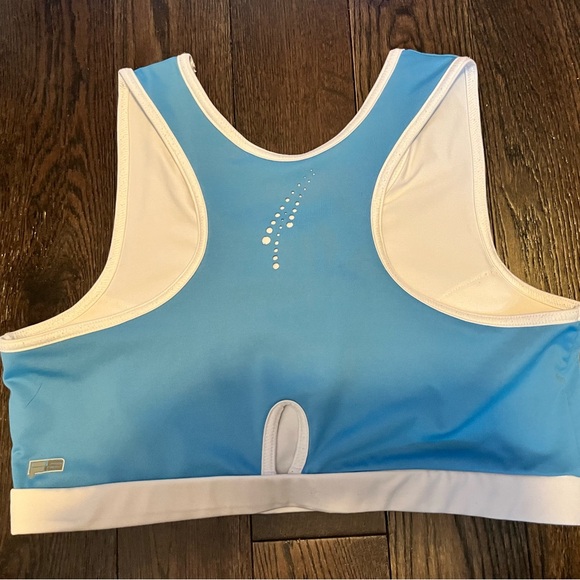 (5 for $15) FILA F-5 Sports Bra Blue with White Border Sports Keyhole Back - Picture 3 of 6